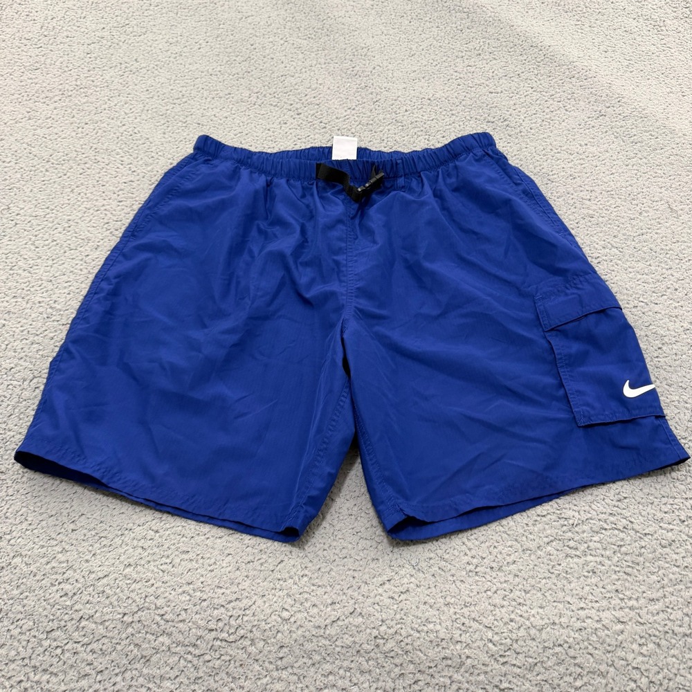 Nike Volley Swim Shorts Mens XXL Royal Blue Cargo Integrated Belt Packable